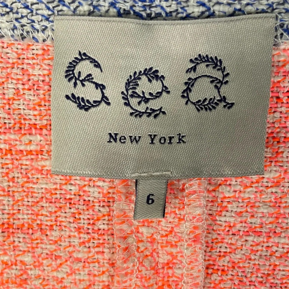 Sea New York Dress Womens 6 Sheath Color Block Zip Front Short Sleeve Mini - Picture 7 of 8